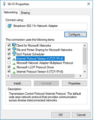 Windows 10 Wi-Fi adapter properties