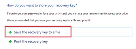 save recovery key to file