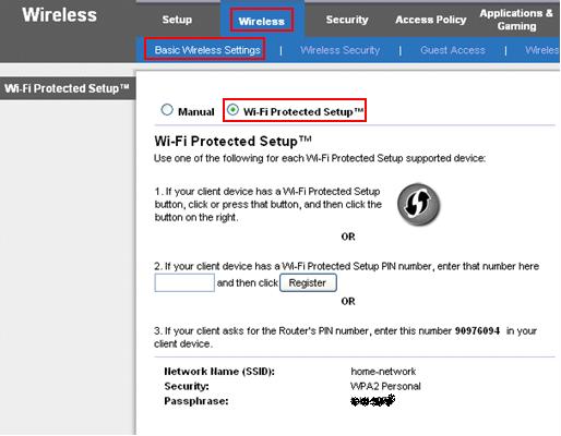 use Wi-Fi protected setup
