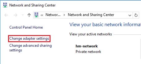 Windows 10 change network adapter settings