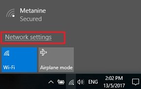 Windows 10 network settings