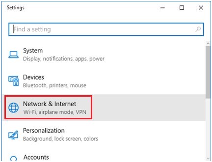 Windows 10 Network and Internet