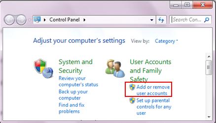 add or remove user in Windows 7