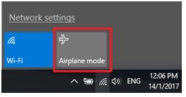 airplane mode in Windows 10
