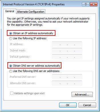 automatic IP configuration Windows 7