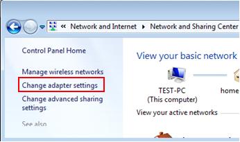 change adapter settings in Windows 7