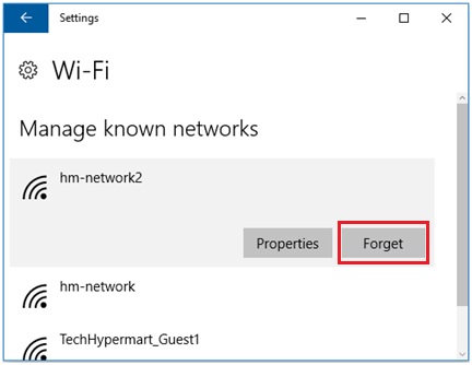 forget known wireless network