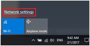 network settings in Windows 10