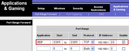 RDP remote desktop port forwarding