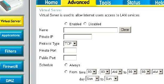 Router Virtual Server