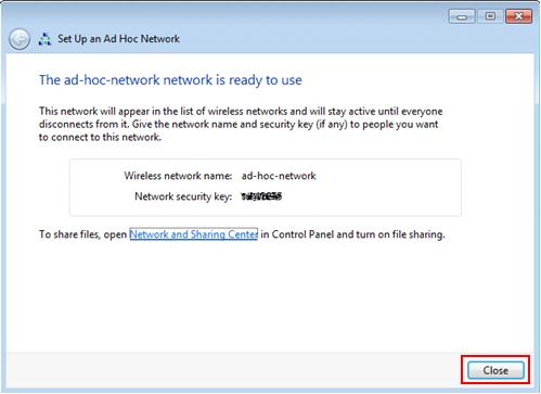 Windows 7 - set up an ad hoc network