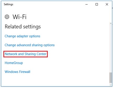 Windows 10 network and sharing center