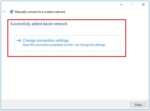 Windows 10 successfully added wifi network