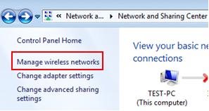 Windows 7 - manage wireless networks