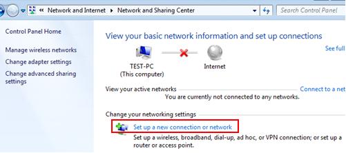 Windows 7 network - set up new wireless connection