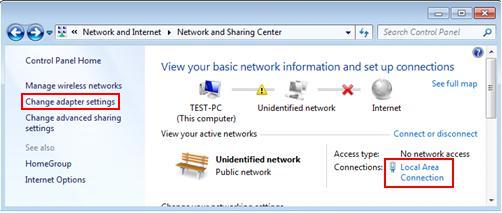 Windows 7 network card configuration