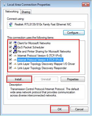 Windows 7 network TCPIP setting